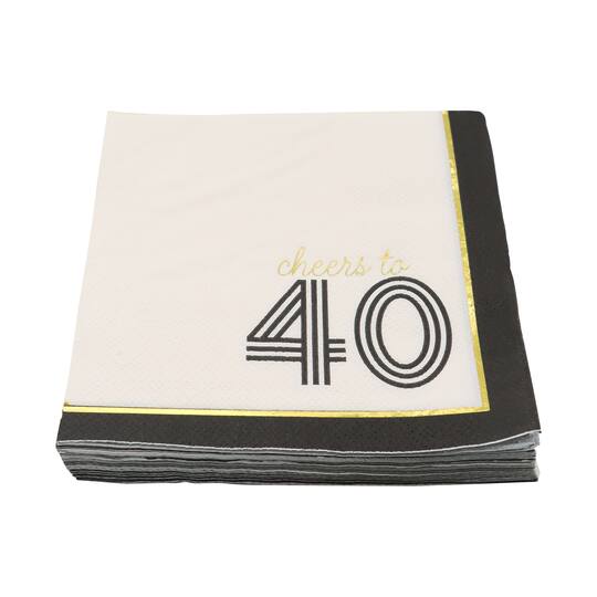24 Packs: 20 ct. (480 total) Cheers to 40 Paper Beverage Napkins by Celebrate It™
